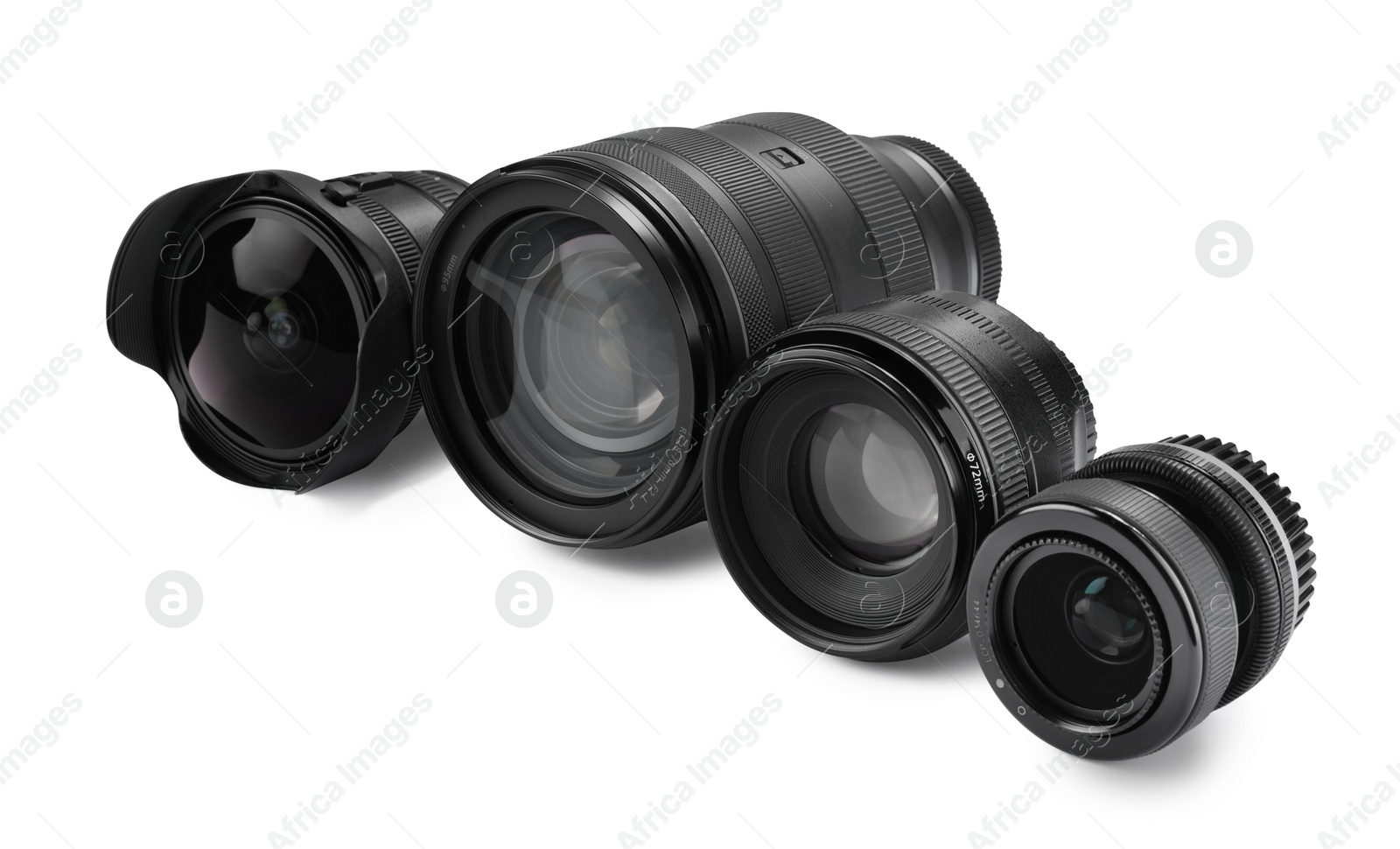 Photo of Camera lens isolated on white. Photographer's equipment