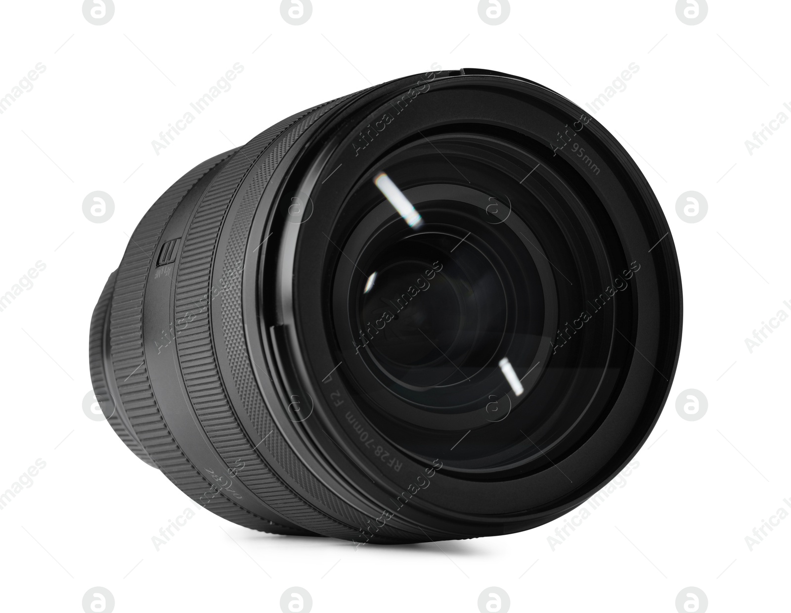 Photo of Camera lens isolated on white. Photographer's equipment