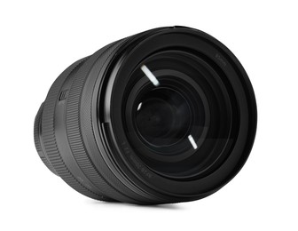 Photo of Camera lens isolated on white. Photographer's equipment