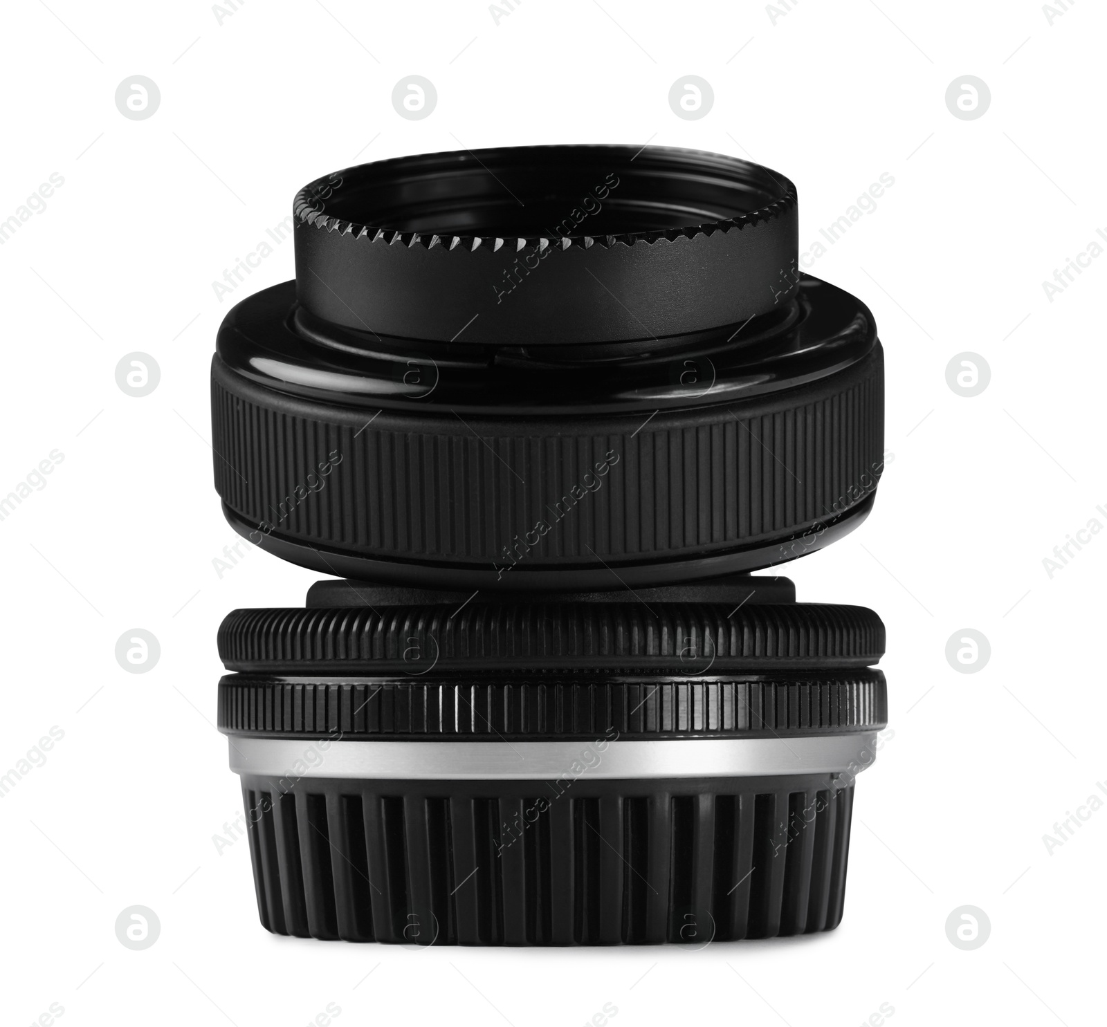 Photo of Camera lens isolated on white. Photographer's equipment