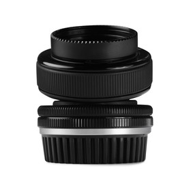 Camera lens isolated on white. Photographer's equipment