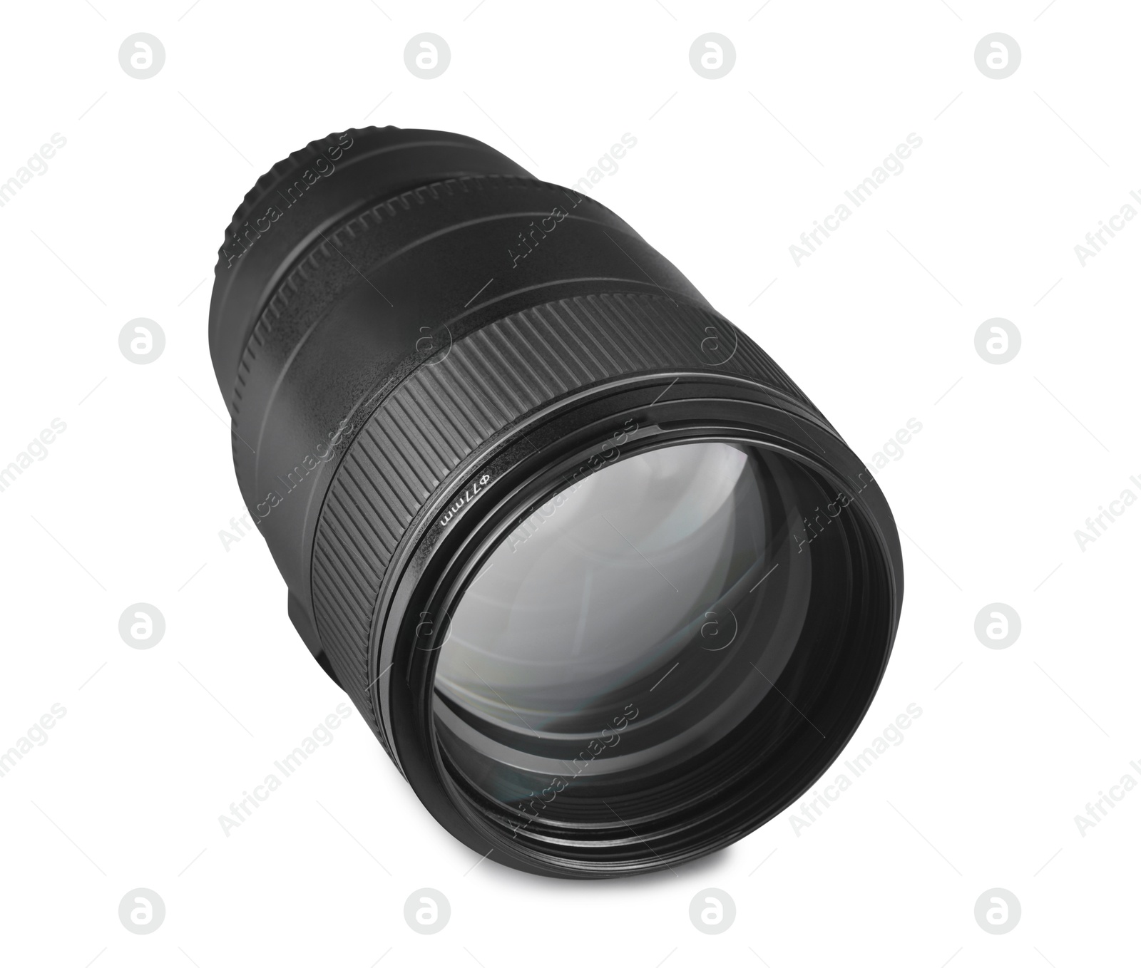 Photo of Camera lens isolated on white. Photographer's equipment