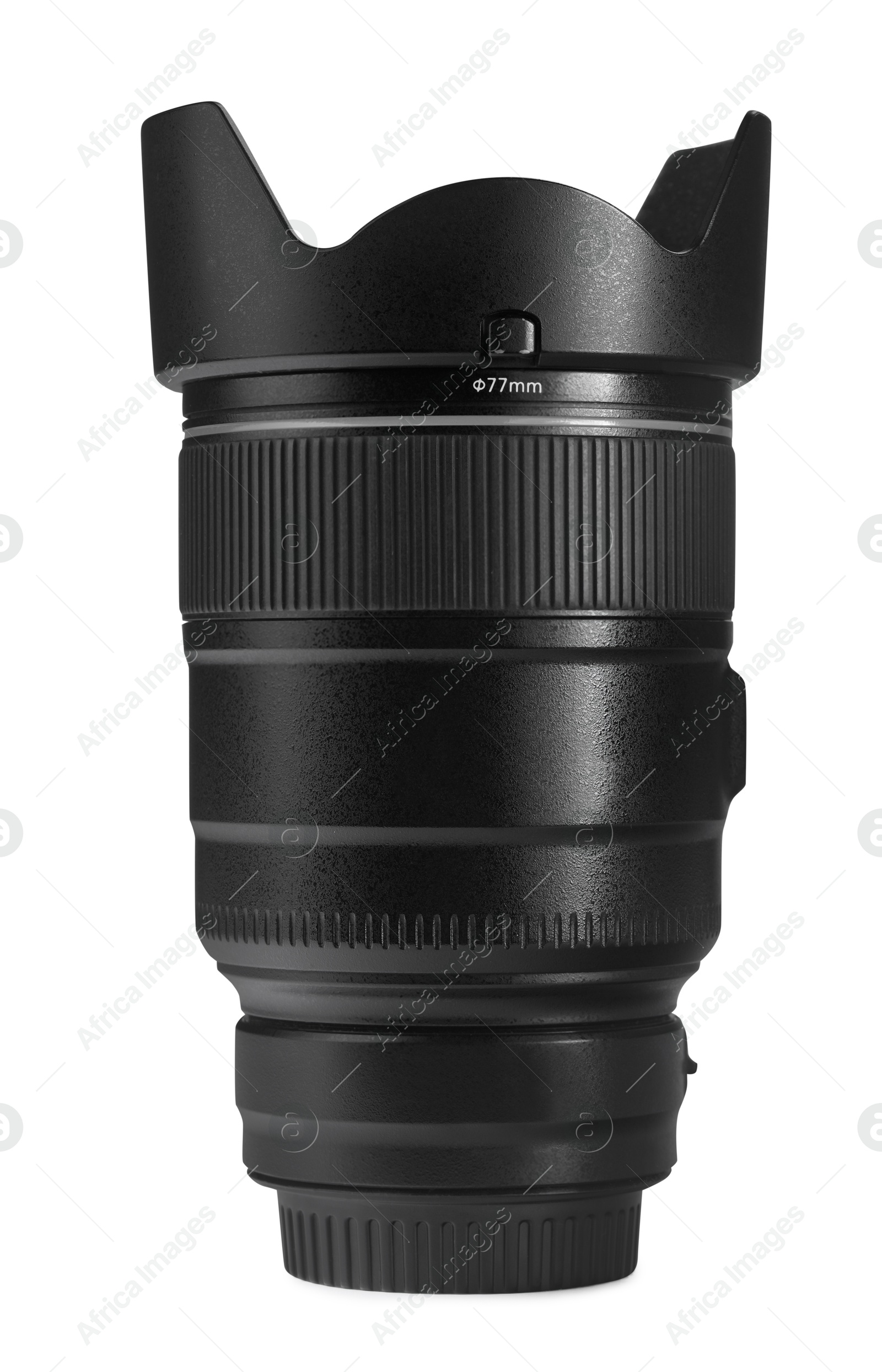 Photo of Camera lens isolated on white. Photographer's equipment