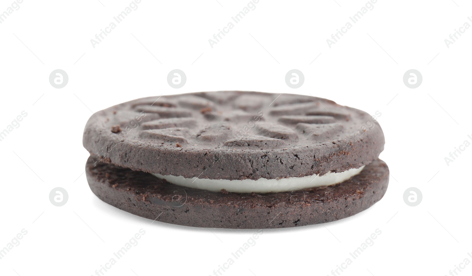 Photo of One tasty sandwich cookie isolated on white