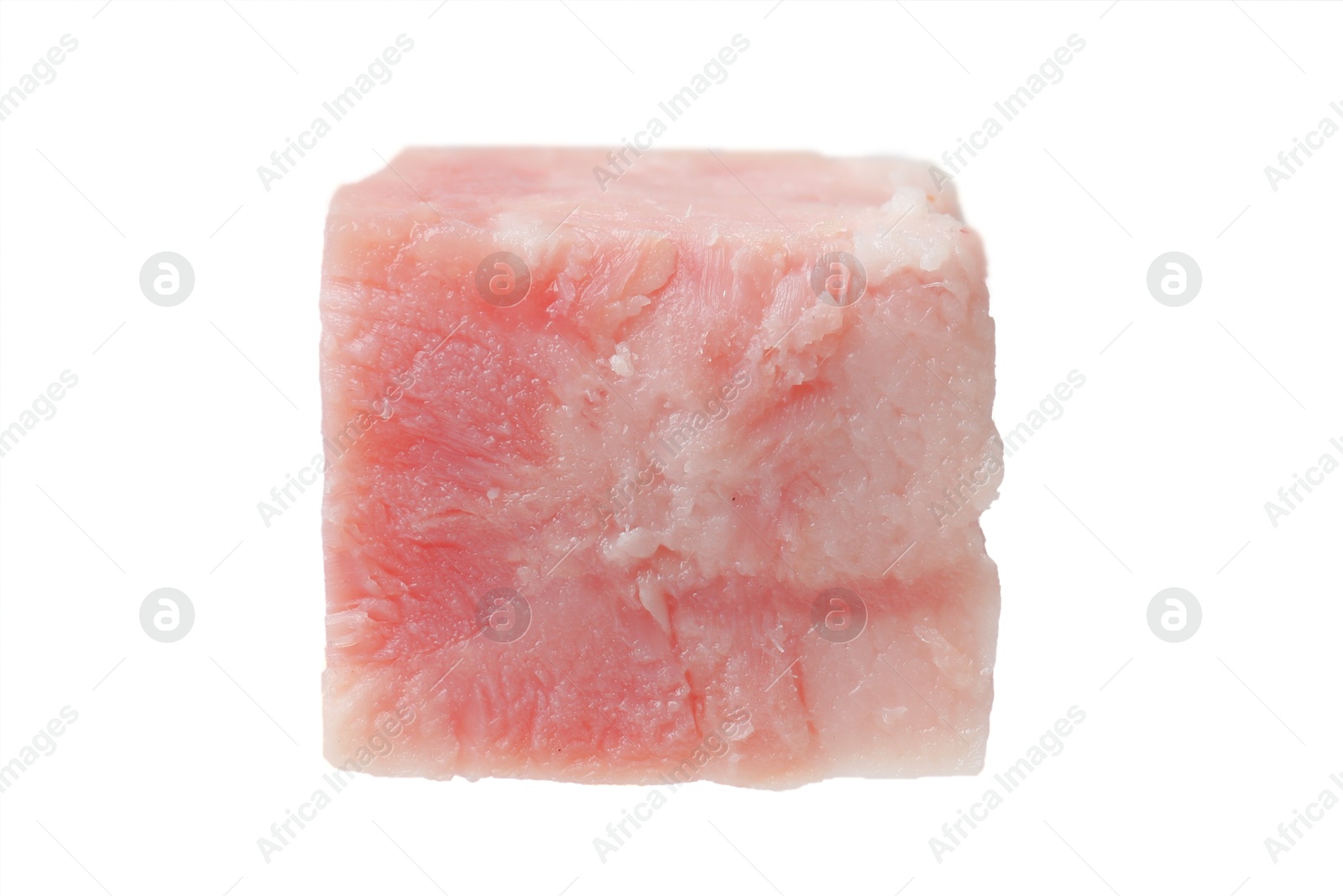 Photo of Cube of raw bacon isolated on white