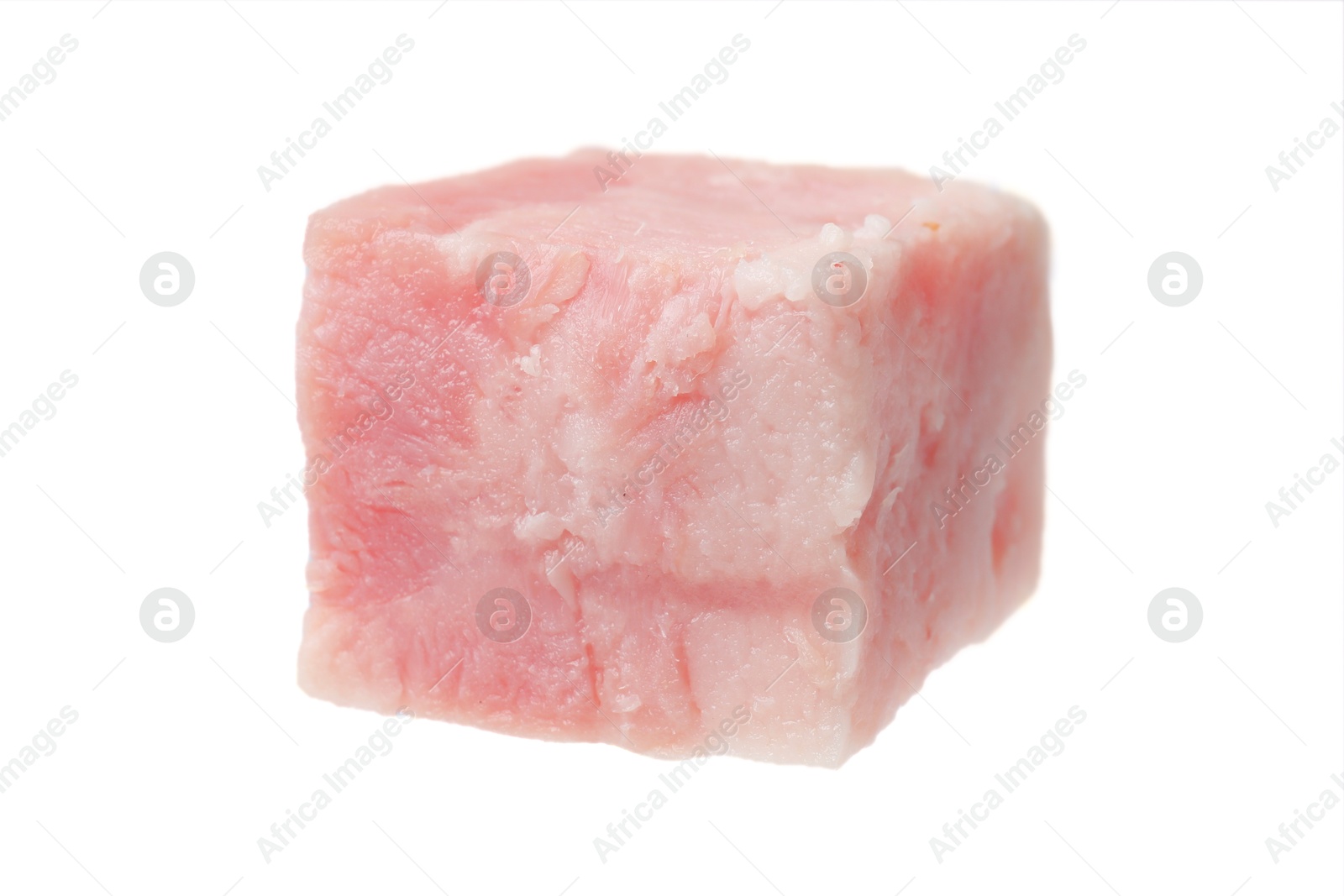 Photo of Cube of raw bacon isolated on white