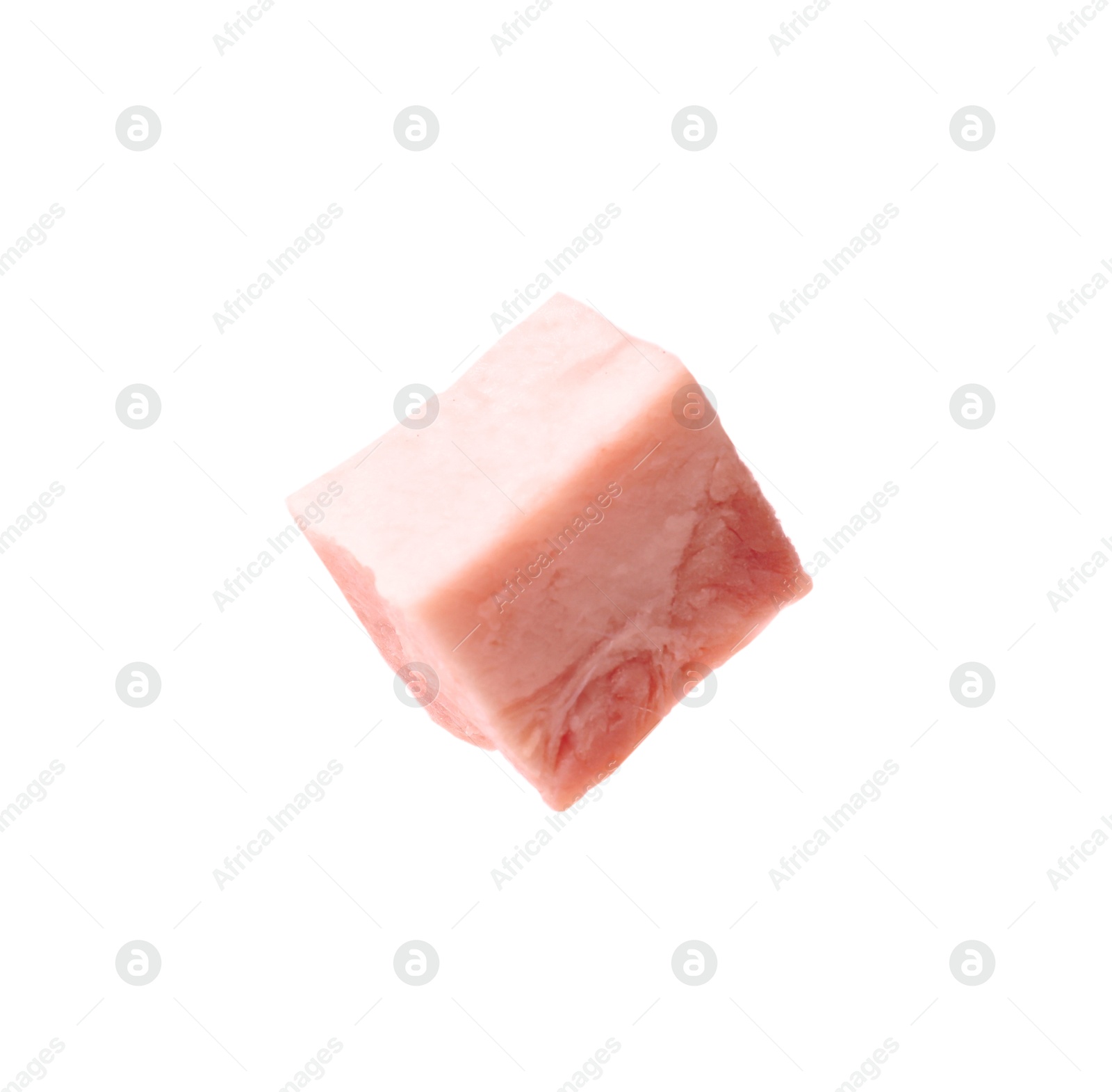 Photo of Cube of raw bacon isolated on white