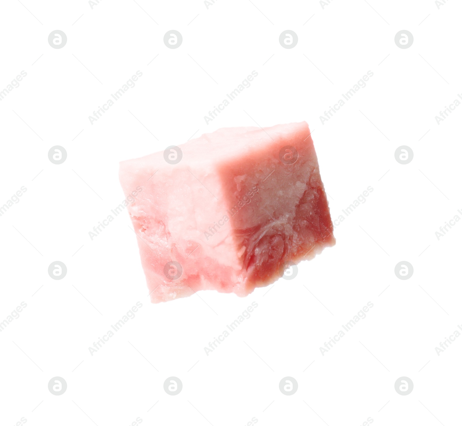 Photo of Cube of raw bacon isolated on white