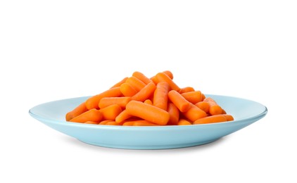 Pile of baby carrots isolated on white