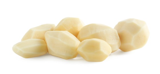 Peeled fresh raw potatoes isolated on white