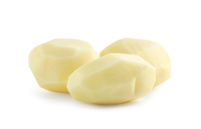 Peeled fresh raw potatoes isolated on white