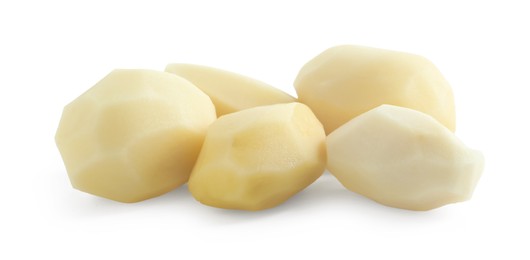 Peeled fresh raw potatoes isolated on white