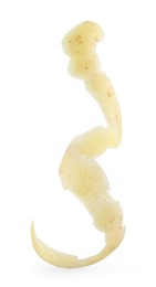 Photo of Potato peel isolated on white. Food waste