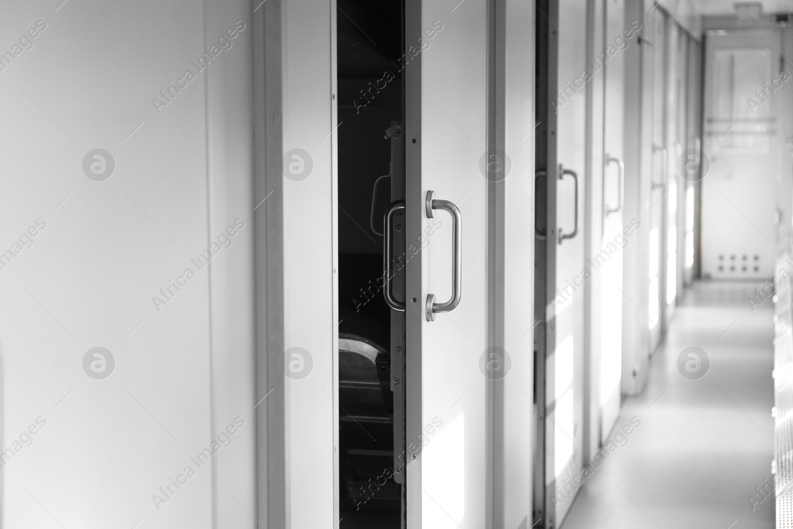 Photo of Interior of train car with many compartments