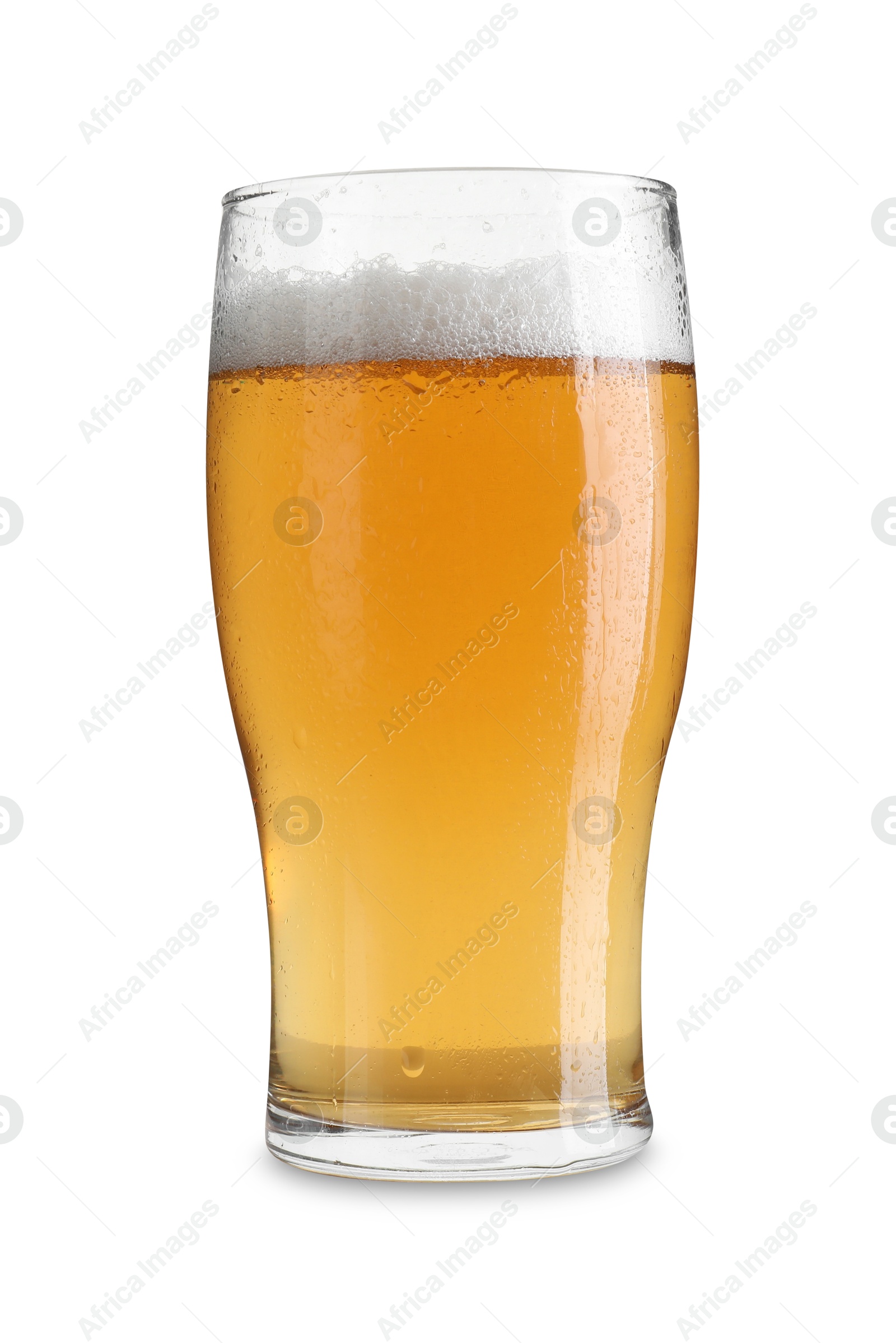 Photo of Glass of light beer isolated on white