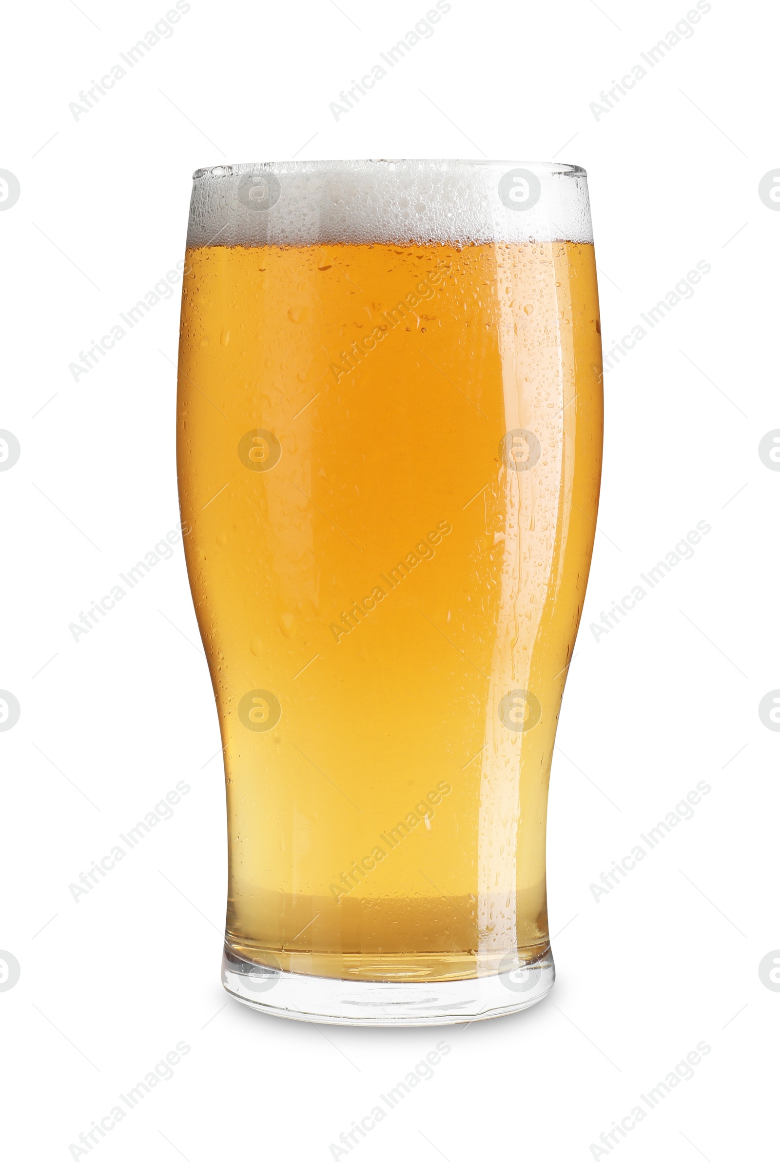 Photo of Glass of light beer isolated on white