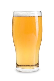 Photo of Glass of light beer isolated on white