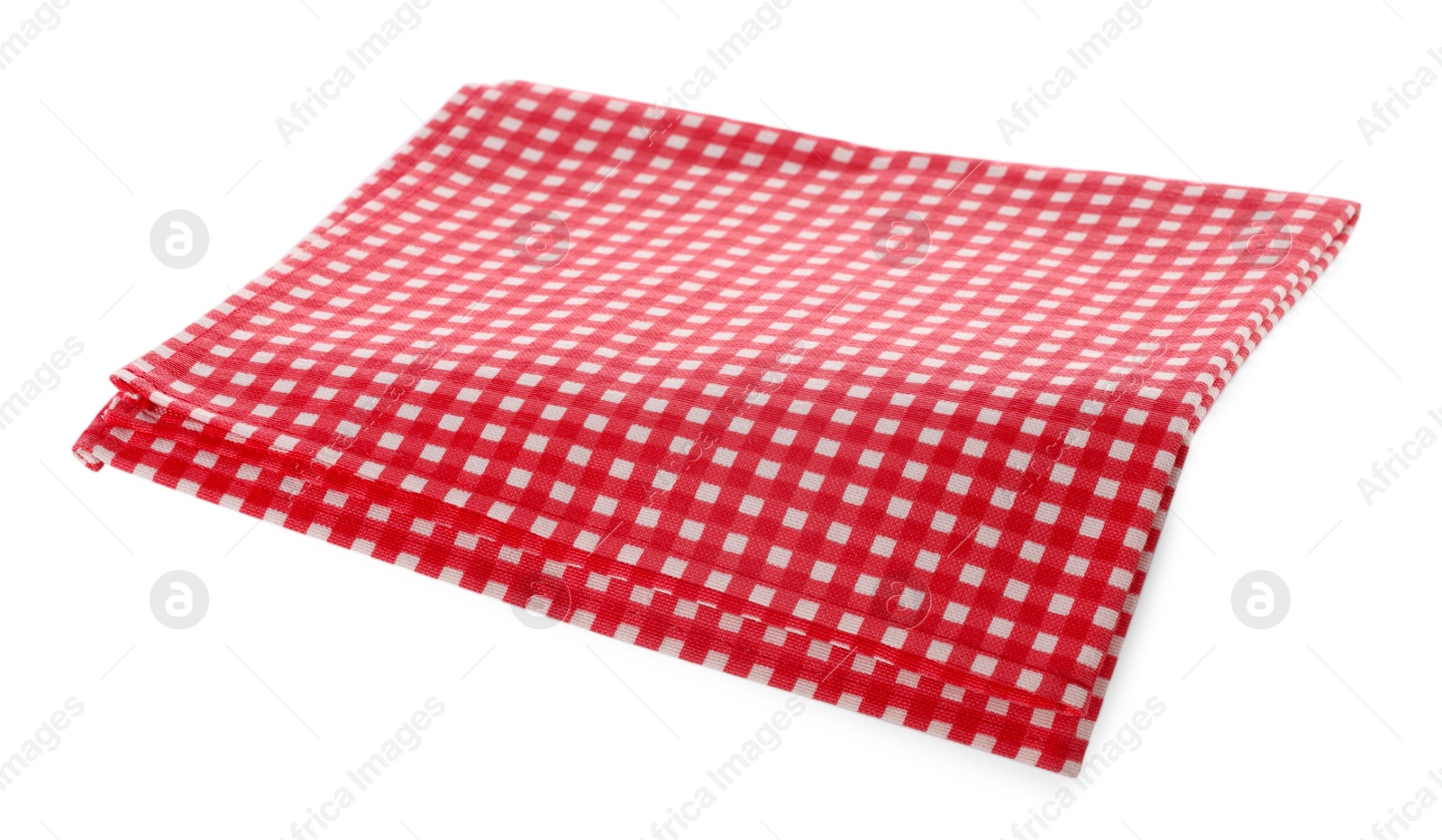 Photo of Red checkered picnic tablecloth isolated on white