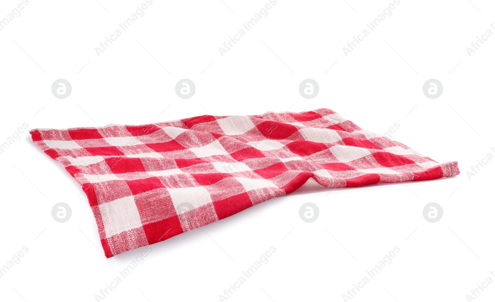 Photo of Red checkered picnic tablecloth isolated on white