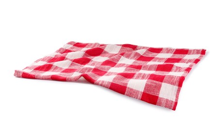 Photo of Red checkered picnic tablecloth isolated on white