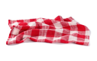 Photo of Red checkered picnic tablecloth isolated on white