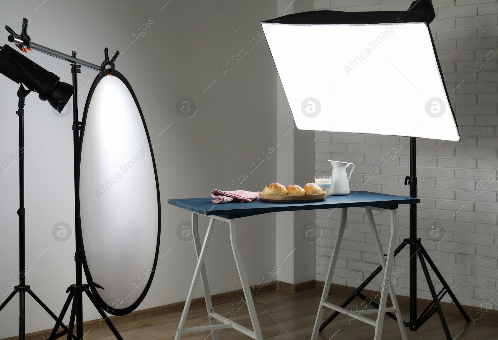 Photo of Shooting food in photo studio with professional lighting equipment