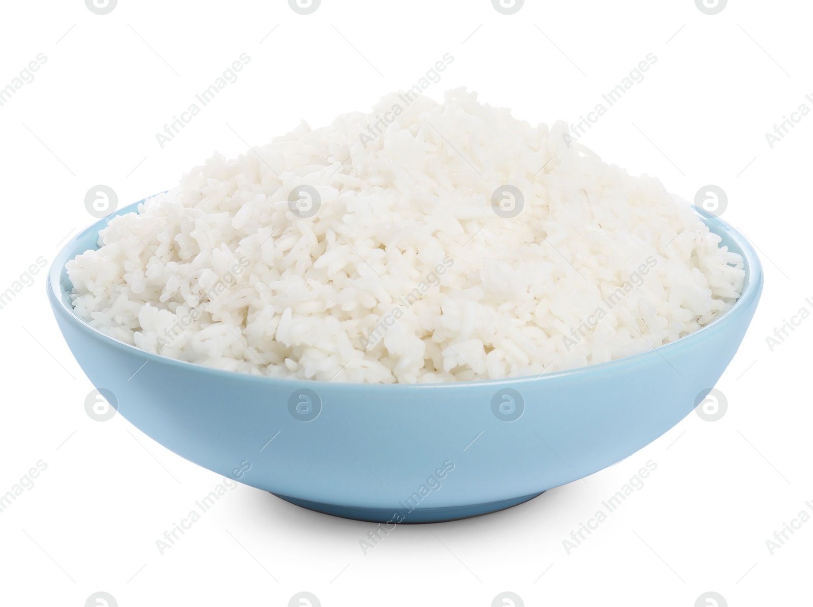 Photo of Tasty cooked rice in bowl isolated on white