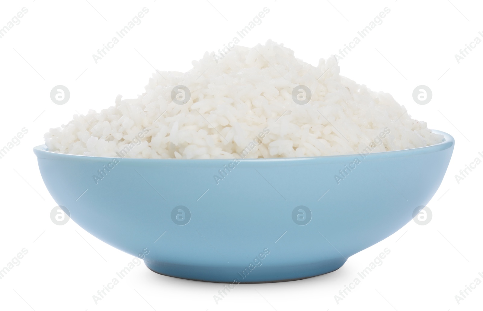 Photo of Tasty cooked rice in bowl isolated on white