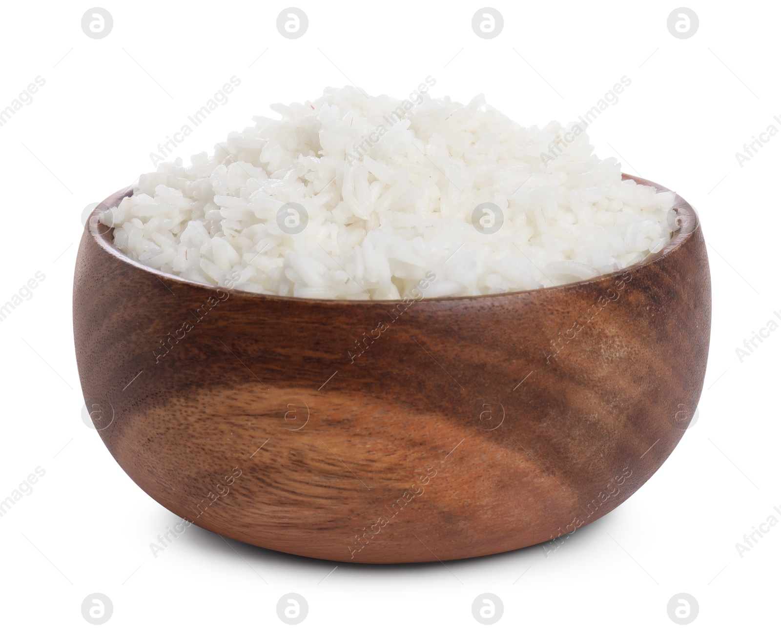 Photo of Tasty cooked rice in bowl isolated on white