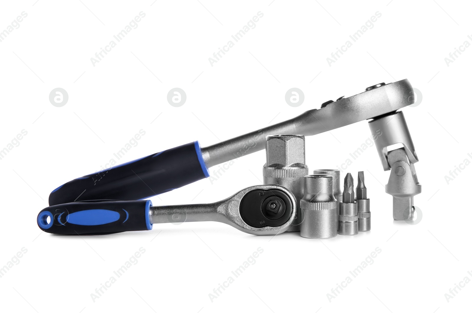 Photo of Set of auto mechanic's tools isolated on white