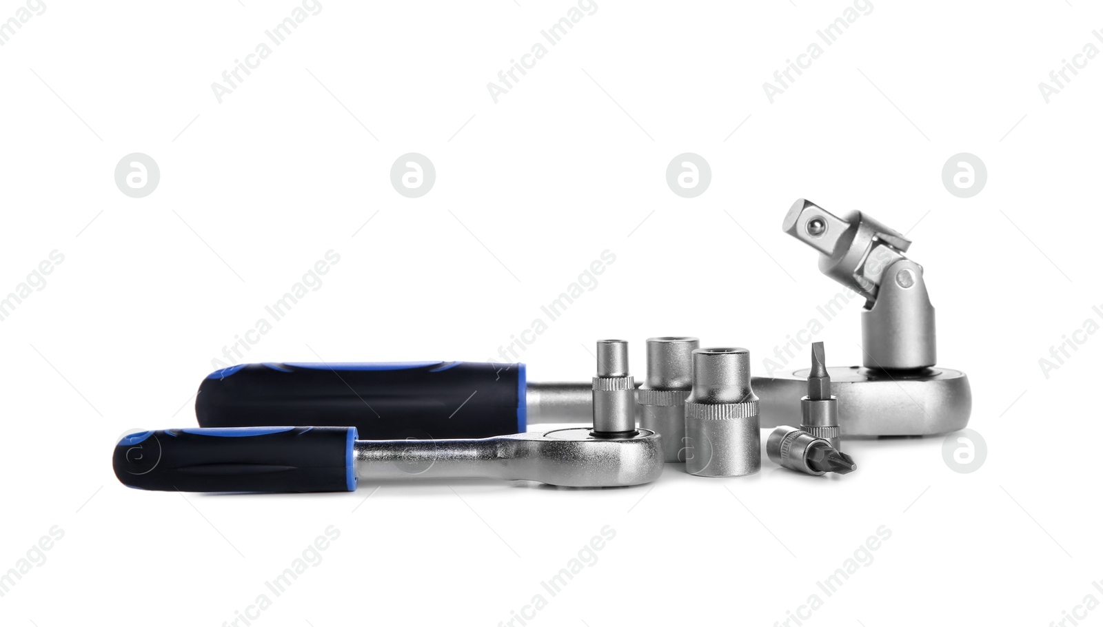 Photo of Set of auto mechanic's tools isolated on white