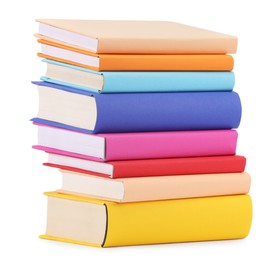 Stack of colorful books isolated on white