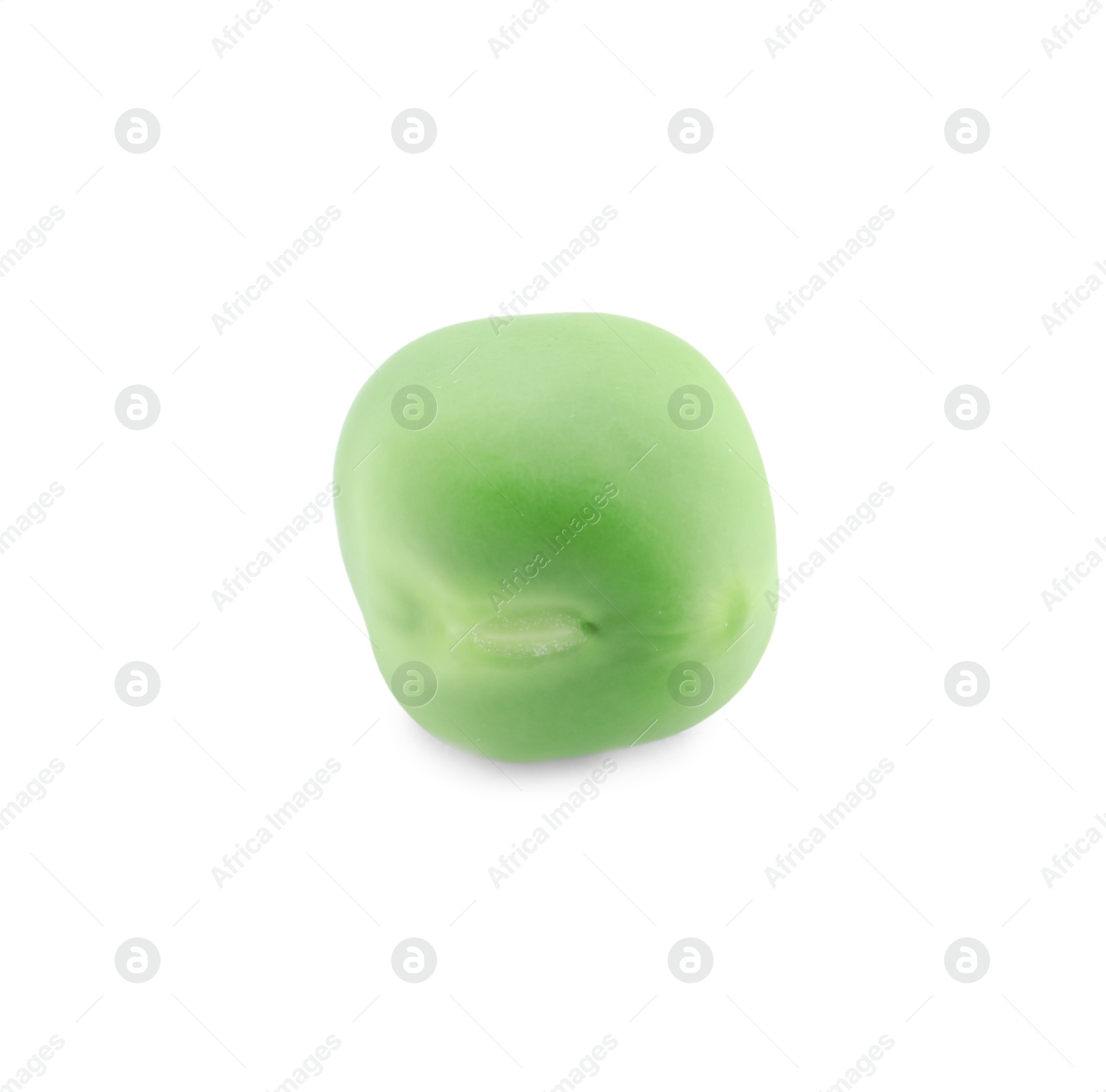 Photo of One fresh green pea isolated on white