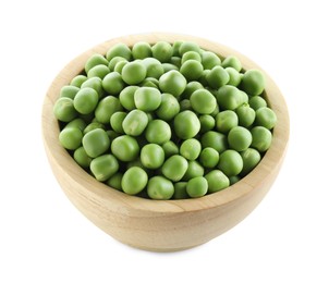 Photo of Fresh green peas in bowl isolated on white