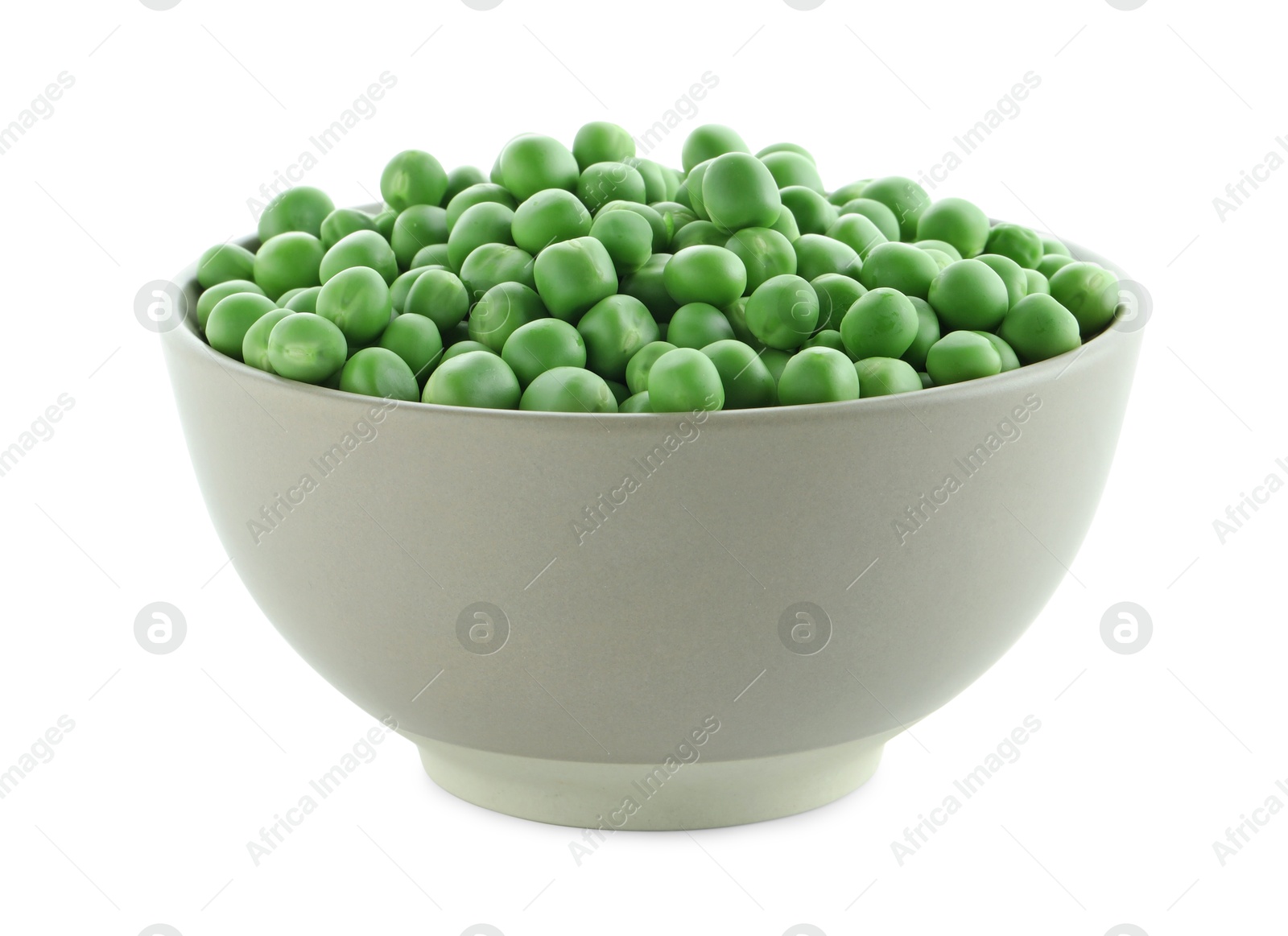 Photo of Fresh green peas in bowl isolated on white