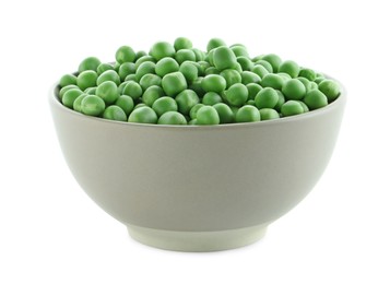 Photo of Fresh green peas in bowl isolated on white