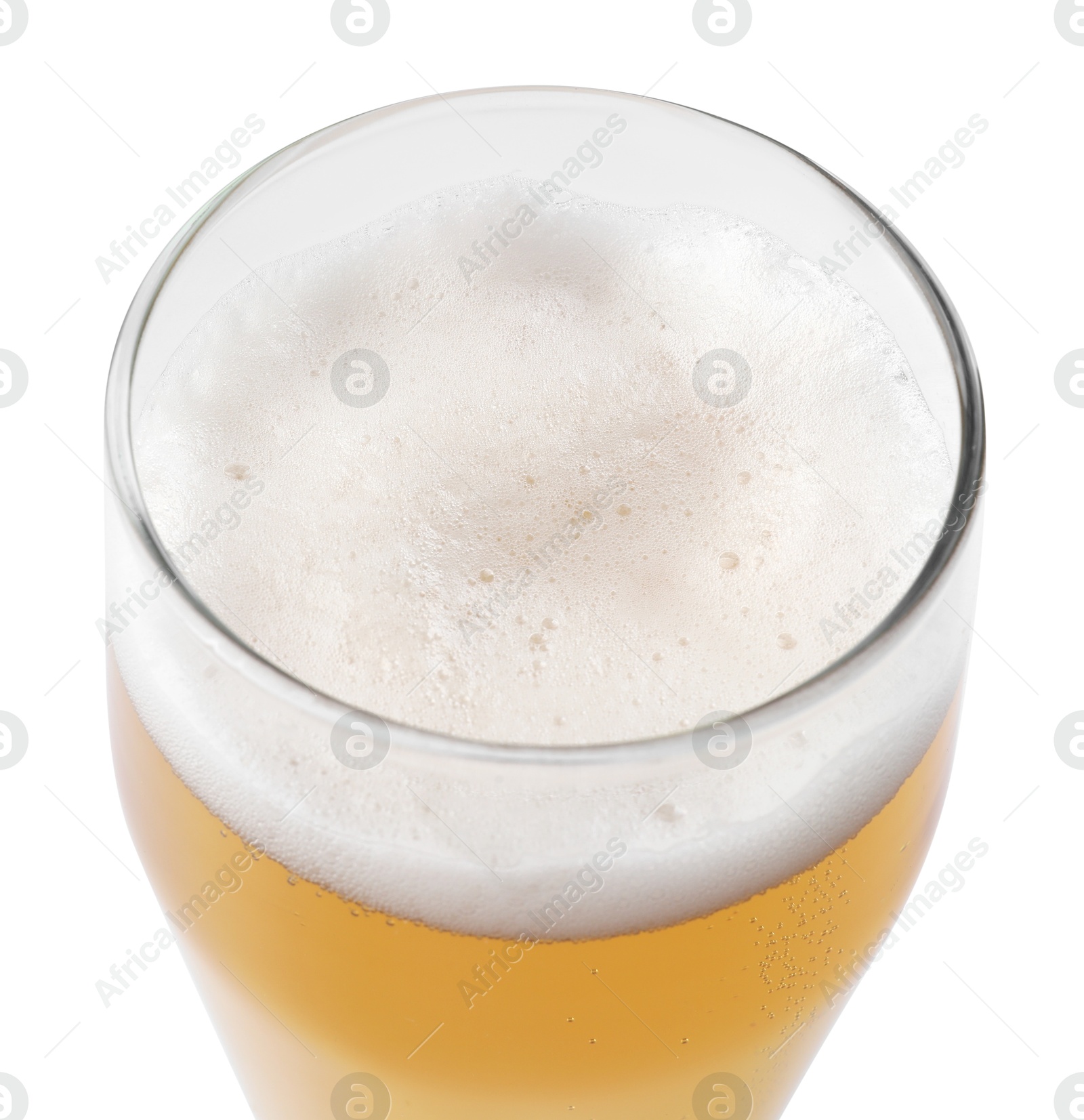 Photo of Glass of light beer isolated on white