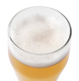 Photo of Glass of light beer isolated on white