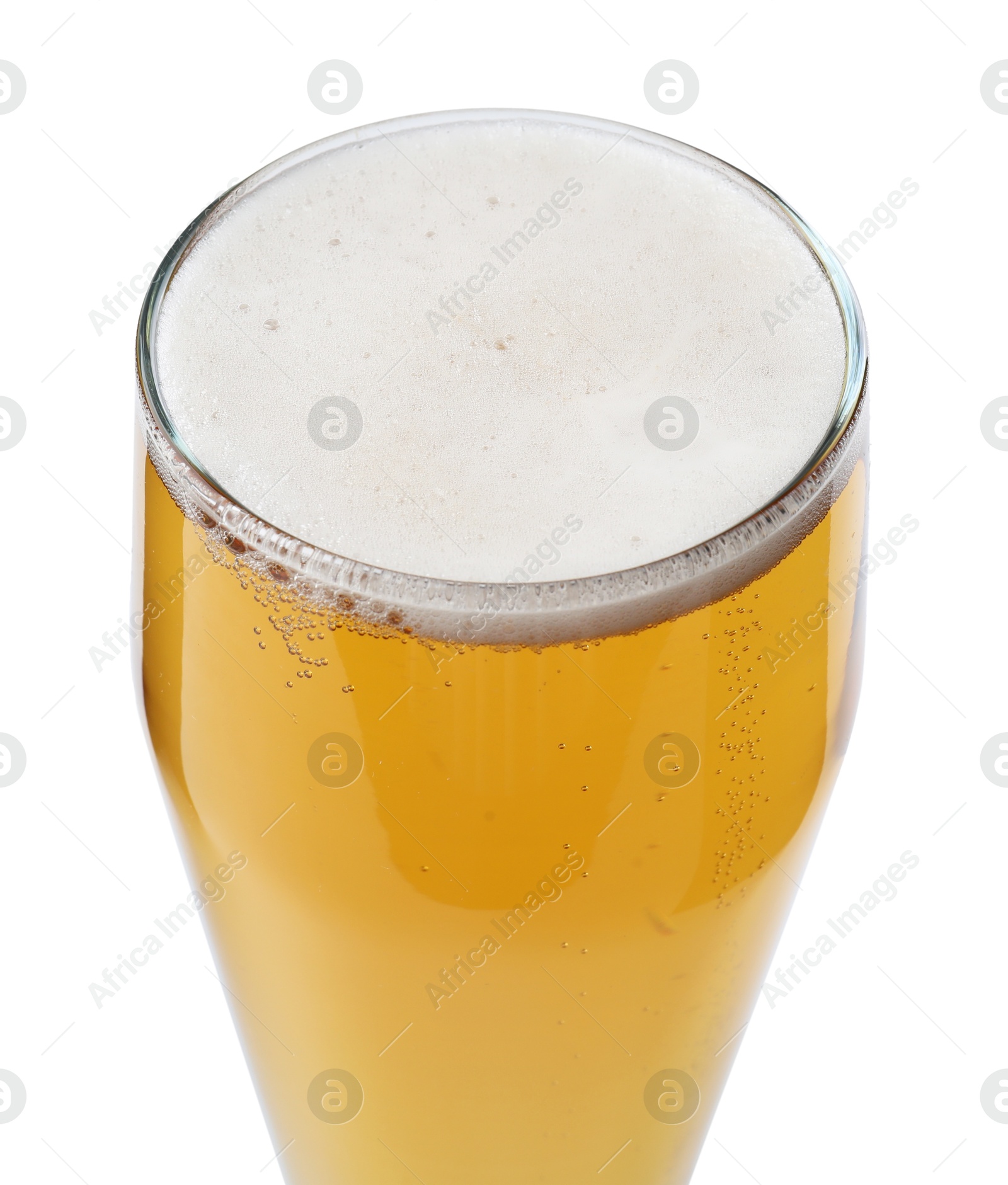 Photo of Glass of light beer isolated on white