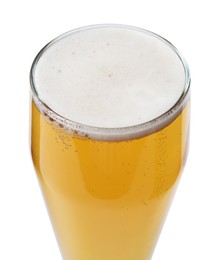 Photo of Glass of light beer isolated on white