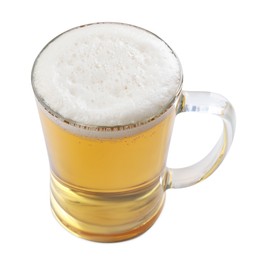 Glass mug of light beer isolated on white