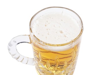 Photo of Glass mug of light beer isolated on white