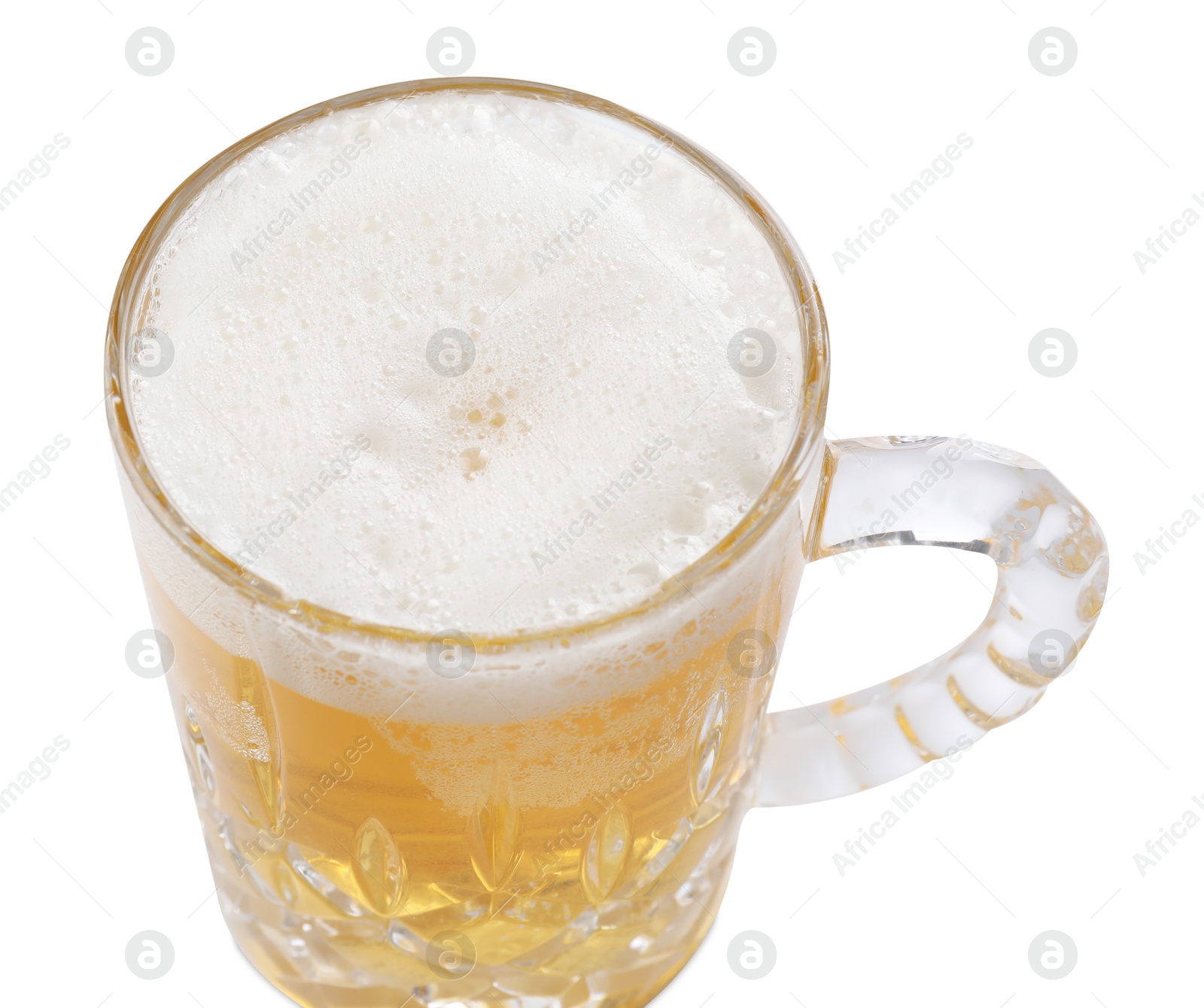 Photo of Glass mug of light beer isolated on white