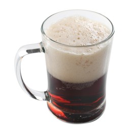 Photo of Glass mug of dark beer isolated on white