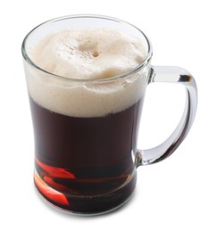 Photo of Glass mug of dark beer isolated on white