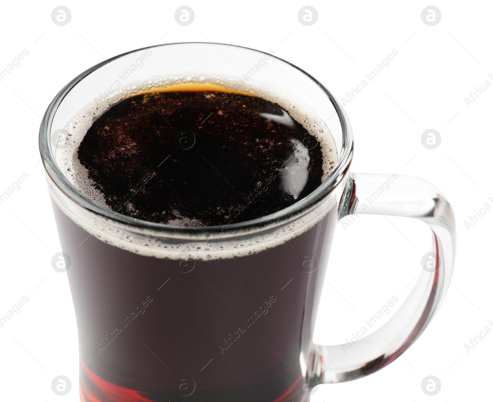 Photo of Glass mug of dark beer isolated on white