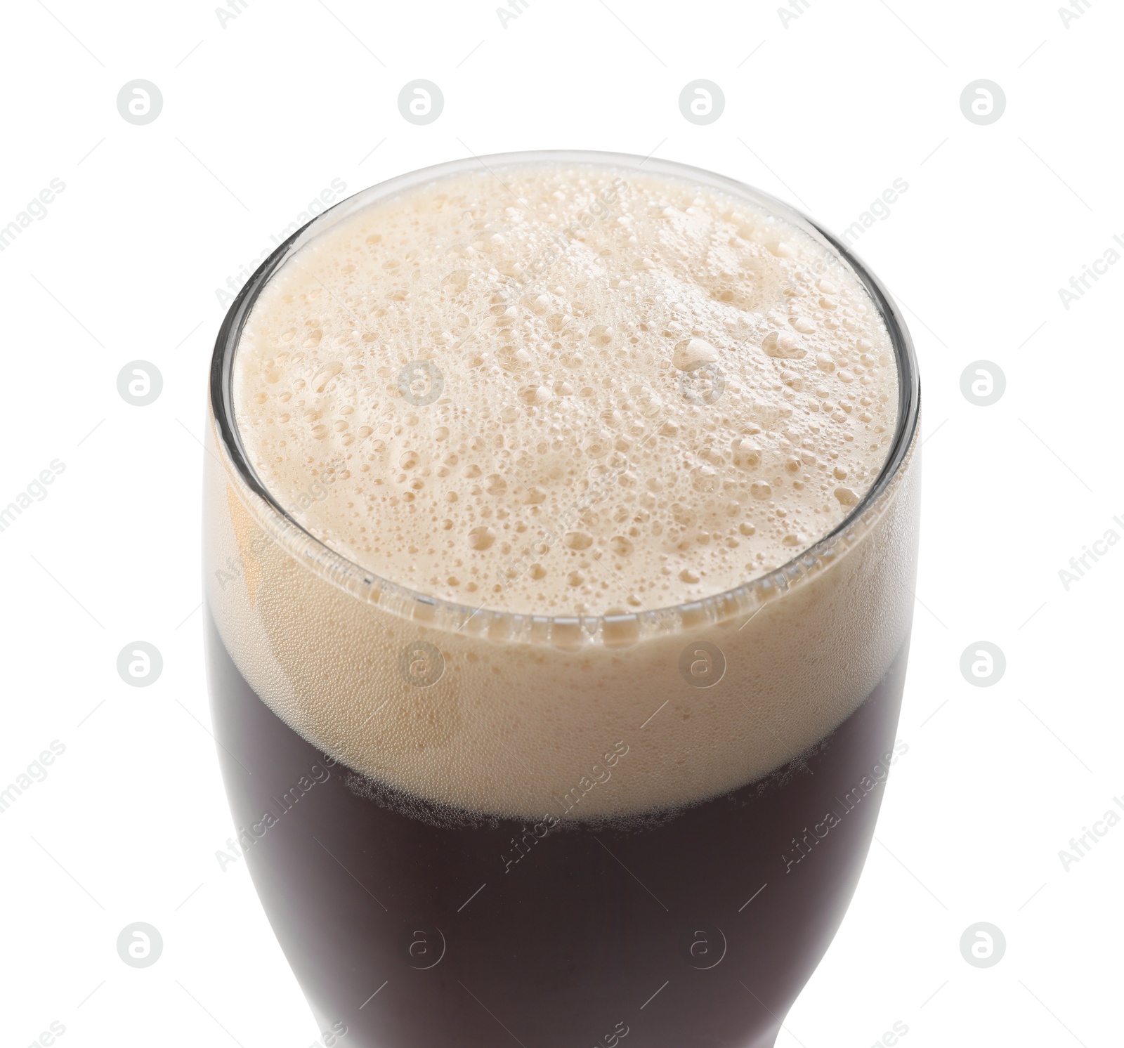 Photo of Glass mug of dark beer isolated on white