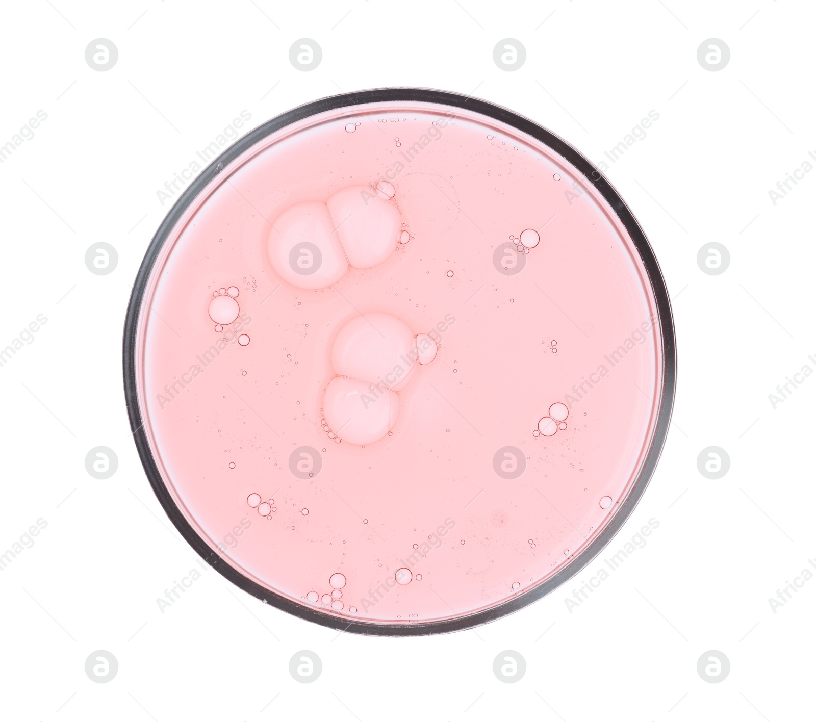 Photo of Petri dish with sample isolated on white, top view