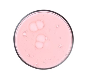 Petri dish with sample isolated on white, top view