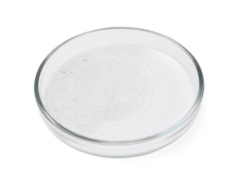 Petri dish with sample isolated on white